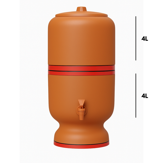 Cerâmica Stéfani São João 4L Clay Water Filter + 4L Storage Base – Total 8L Capacity