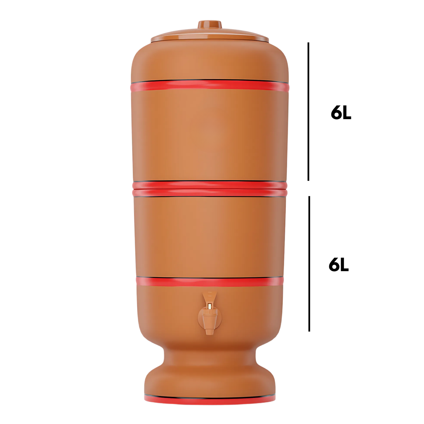 Cerâmica Stéfani São João 6L Clay Water Filter + 6L Storage Base – Total 12L Capacity
