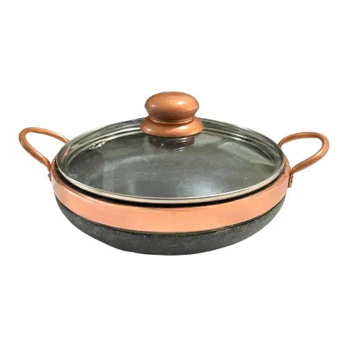Soapstone Frying Pan, 24 cm, with glass lid