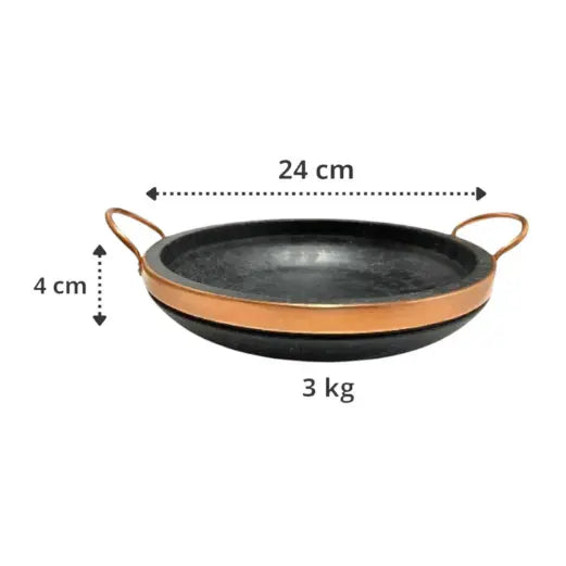 Soapstone Frying Pan, 24 cm, with glass lid