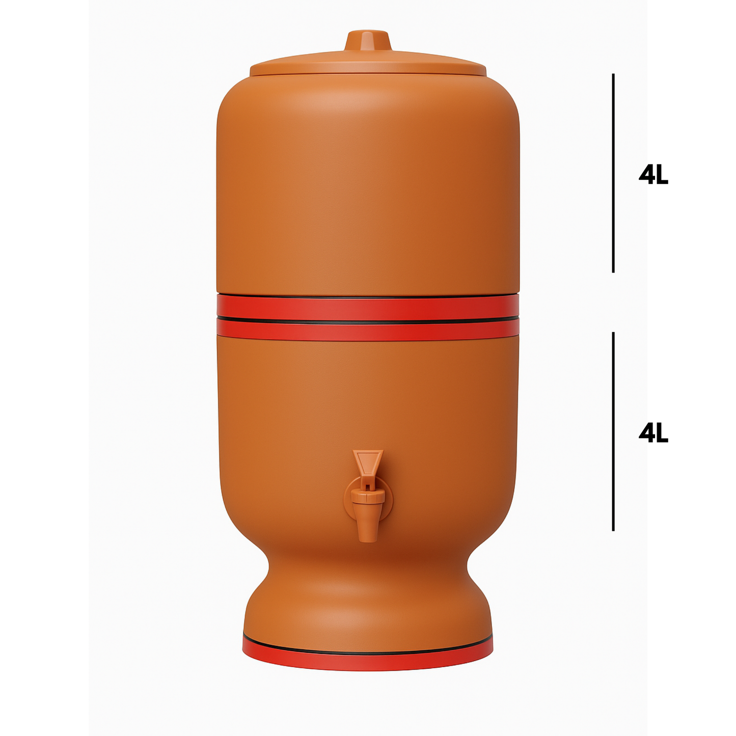 Cerâmica Stéfani São João 4L Clay Water Filter + 4L Storage Base – Total 8L Capacity
