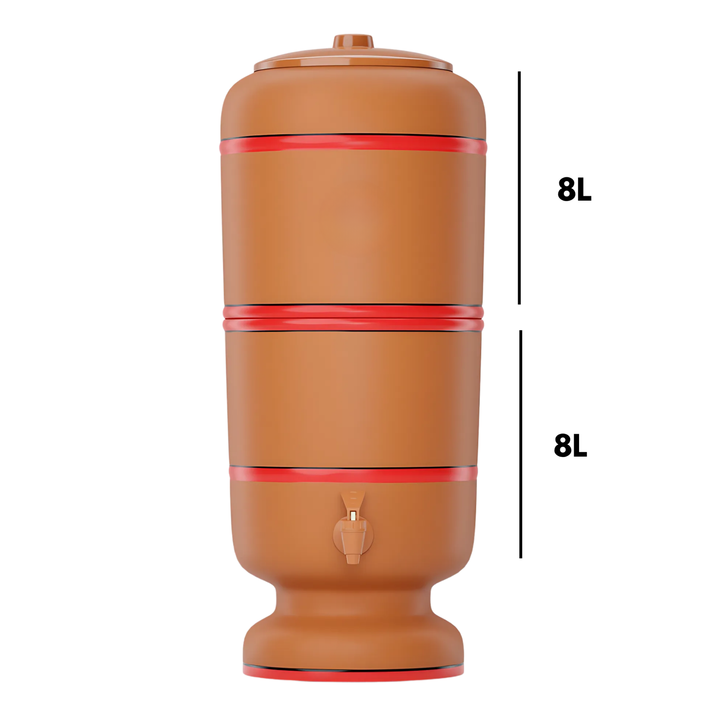Cerâmica Stéfani São João 8L Clay Water Filter + 8L Storage Base – Total 16L Capacity