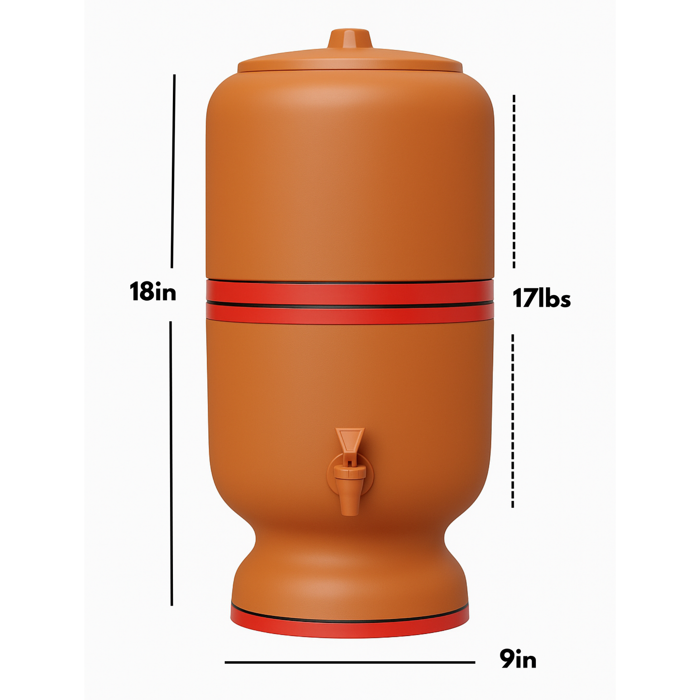 Cerâmica Stéfani São João 4L Clay Water Filter + 4L Storage Base – Total 8L Capacity