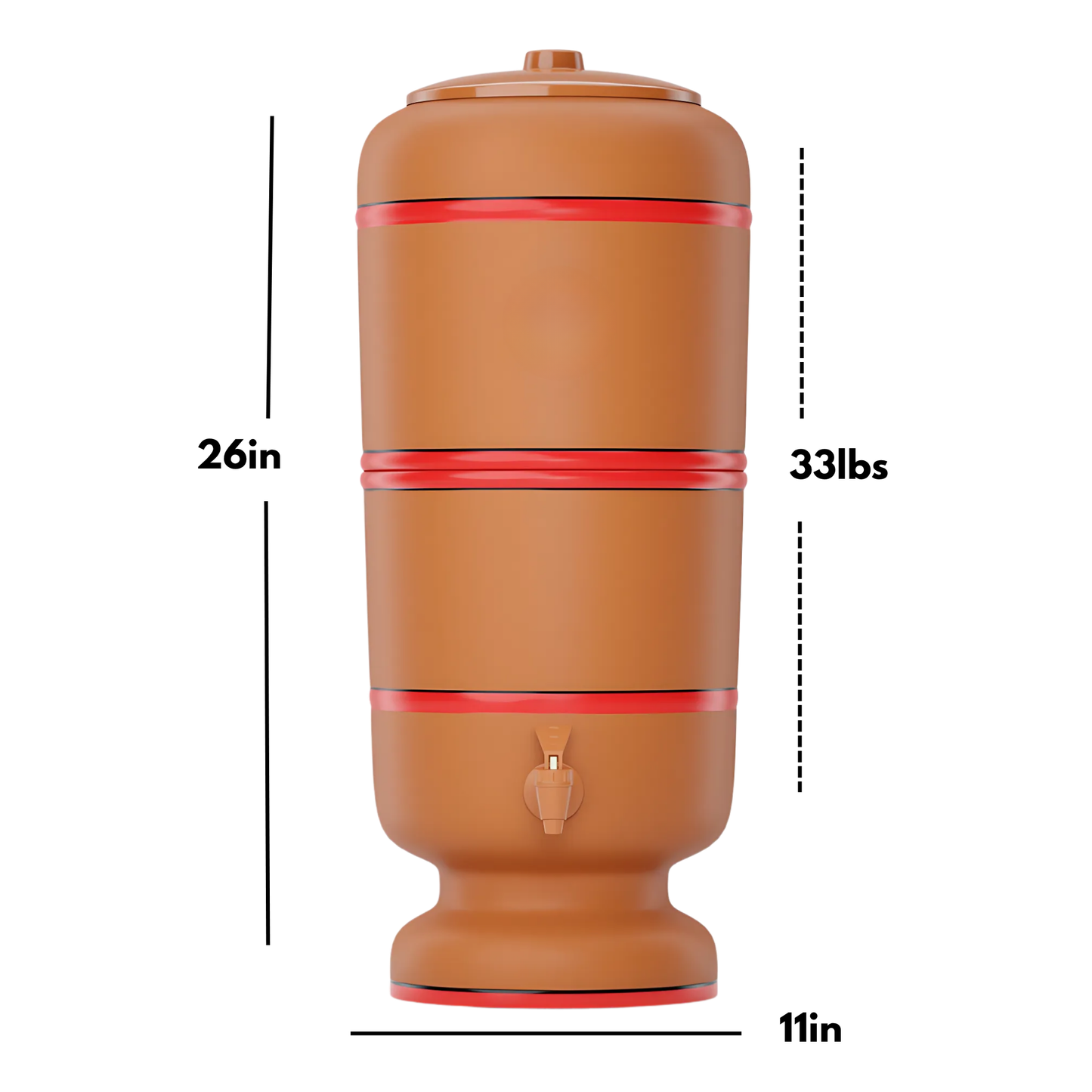 Cerâmica Stéfani São João 8L Clay Water Filter + 8L Storage Base – Total 16L Capacity